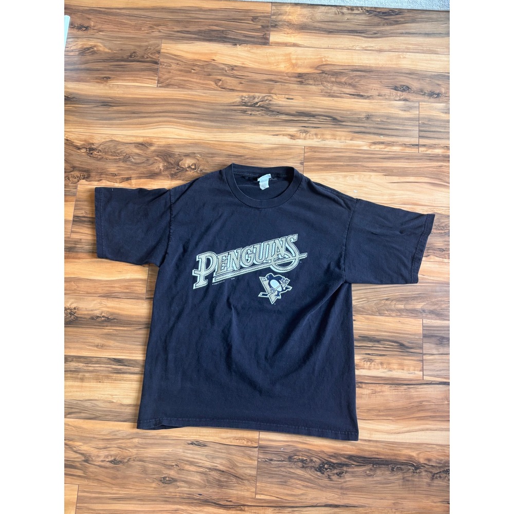 Vintage Lee Sport Pittsburgh Penguins NHL Graphic T-Shirt Black Mens Large
